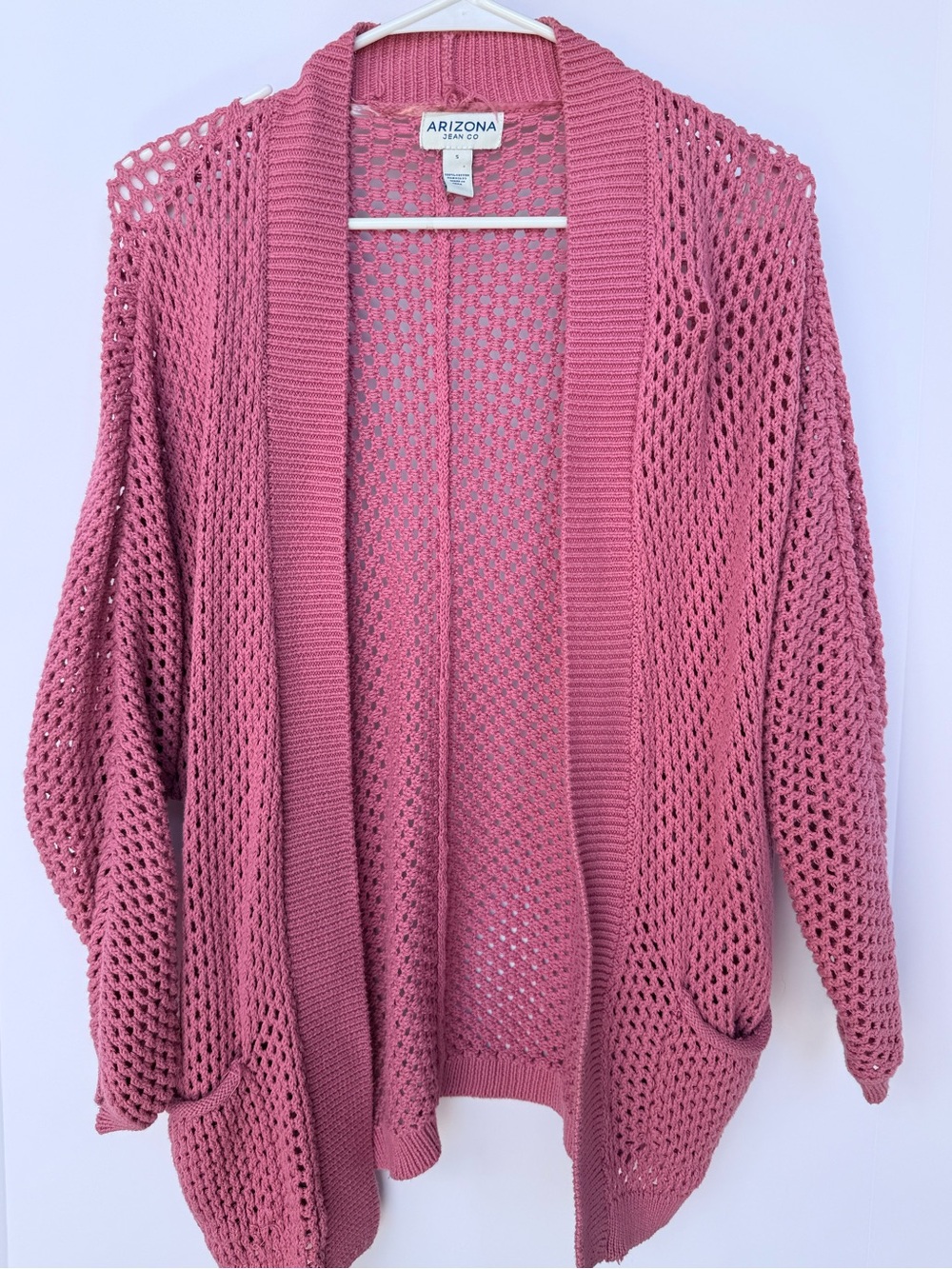 Arizona Jean Company Rose Pink Open Weave Cardigan